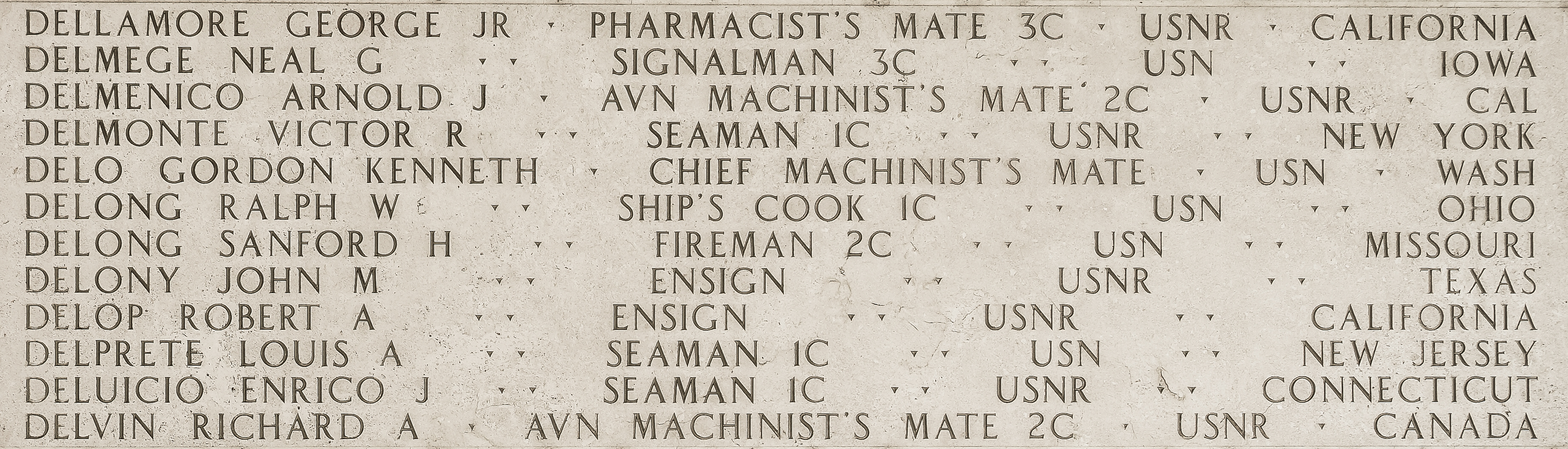 George  Dellamore, Pharmacist's Mate Third Class